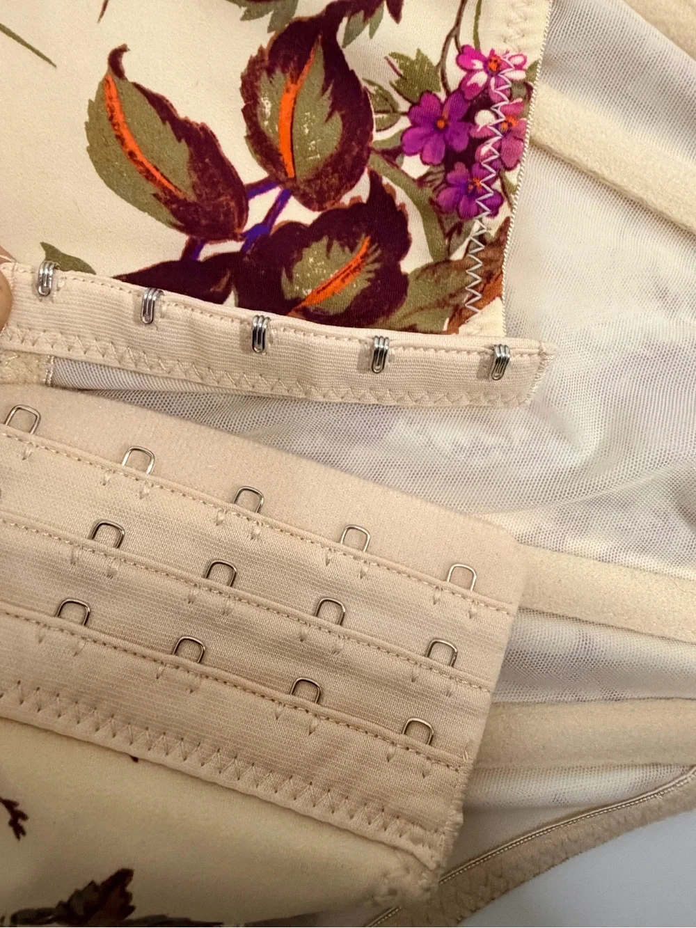 Floral Square Boned Crop in Cream and Purple